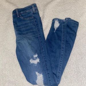 HOLLISTER HIGH-RISE JEAN LEGGINGS BLUE RIPPED/DISTRESSED SKINNY JEANS​
